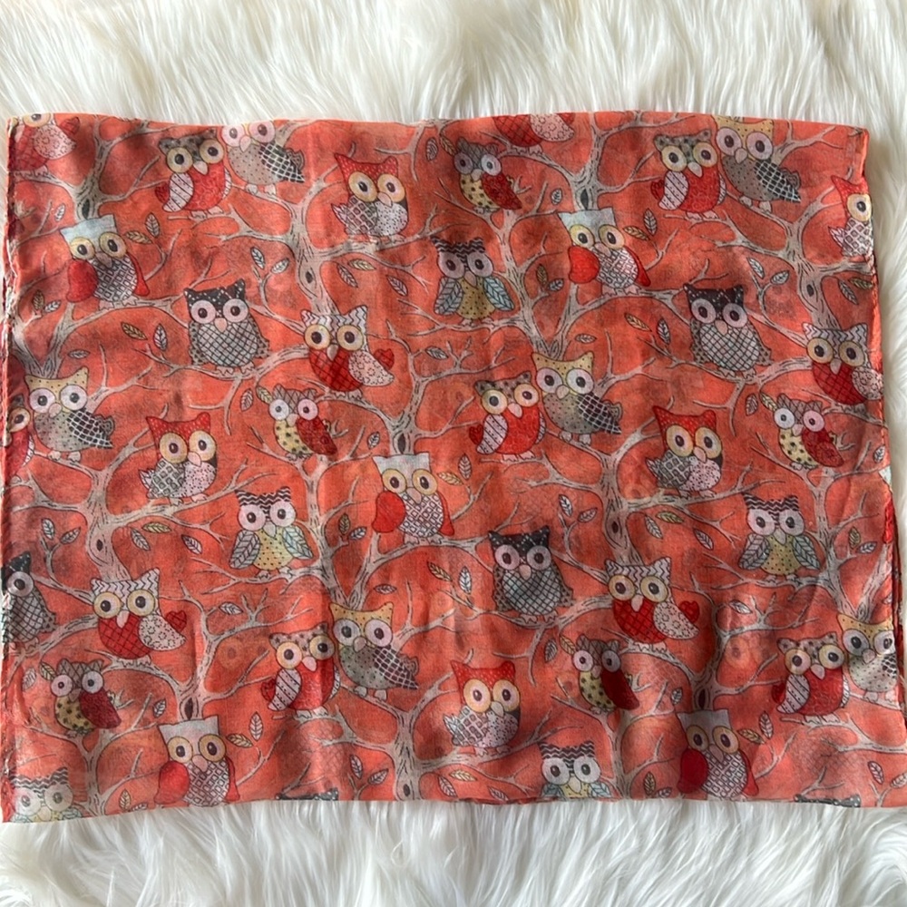 Vivian & Vincent Melon Owl Print Infinity Scarf